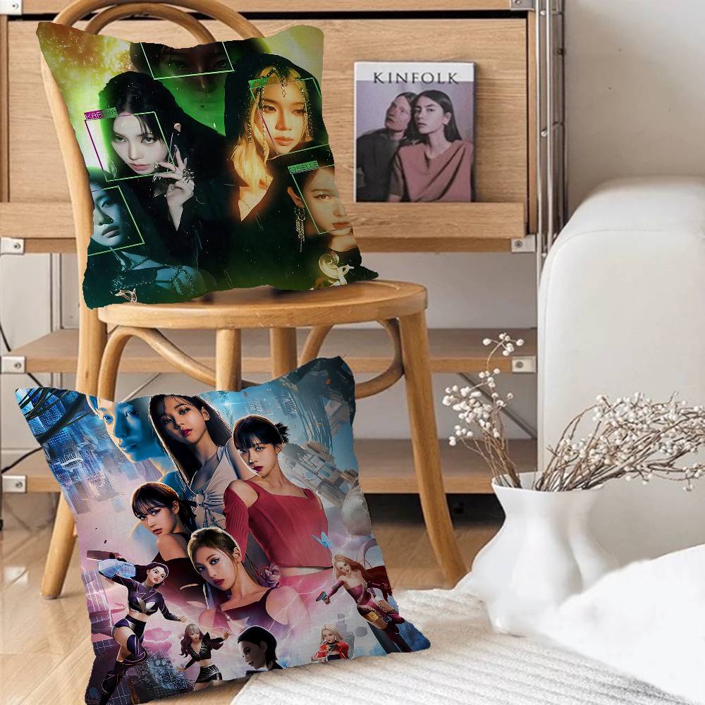 Kpop Style Group A-Aespas Pillow Cushion Cover Pillowcase Living Room Sofa Home Decor