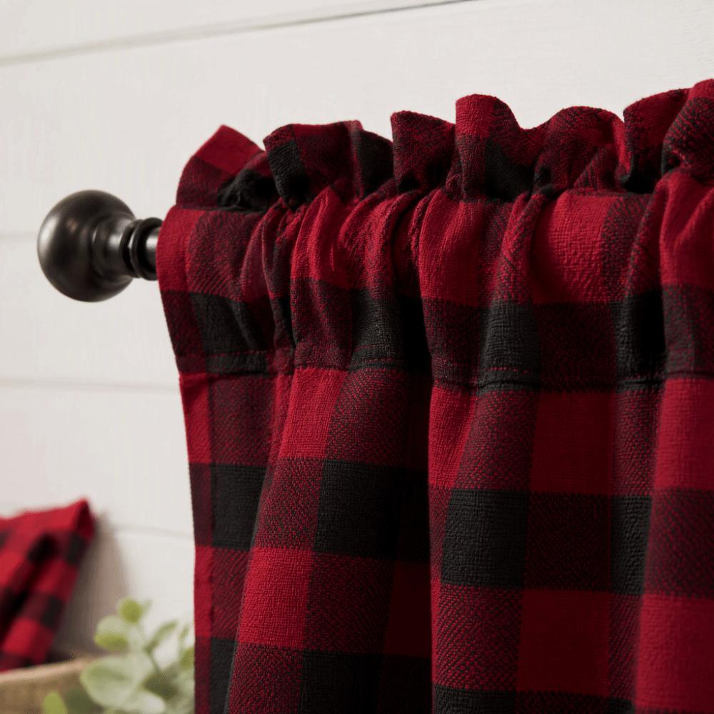 Red Black Door Valance Curtain 55.91x15.75in Buffalo Check Valance For Kitchen