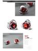 Sterling Silver Garnet Red Heart Stud Earrings - Korean Style