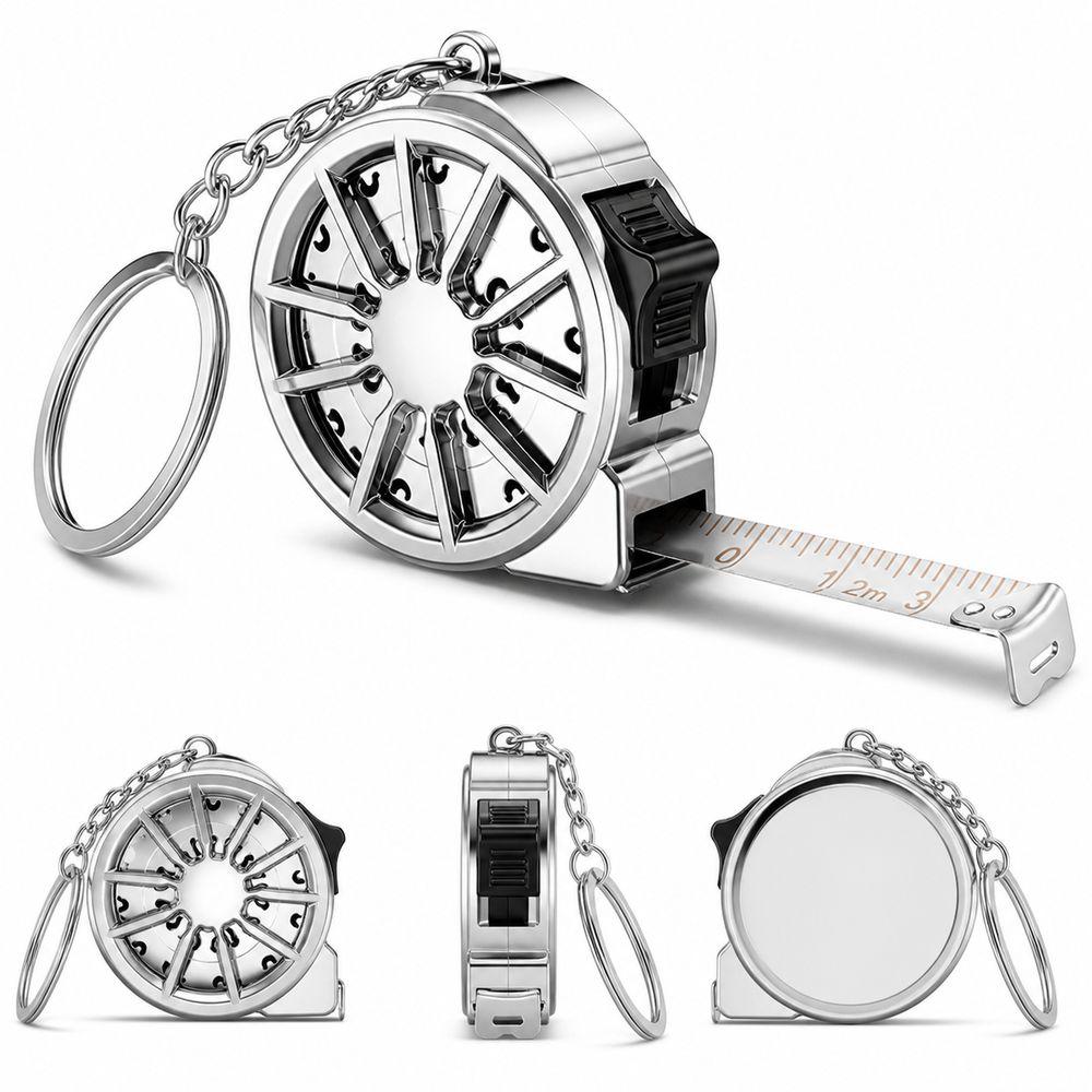 2M Keychain Tape Measure Laser Engraved Markings Stainless Steel Tape Hardware Accessories