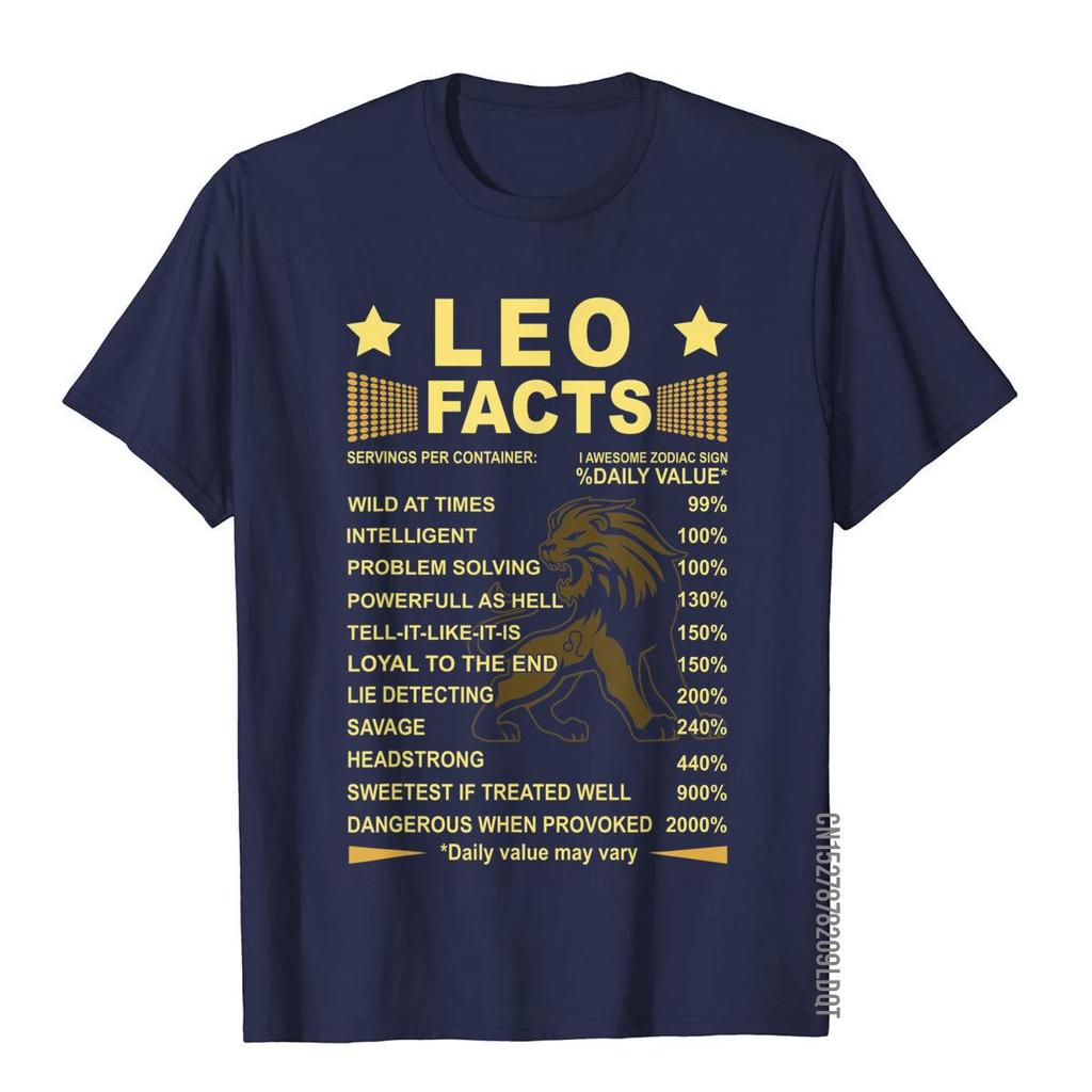 Leo Facts Zodiac Funny Leo Birthday Gift Tee TShirt Rife Adult T Shirts Fitness Tops T Shirt Cotton Simple Style