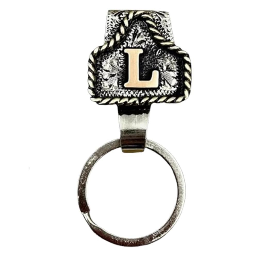Western Cowboy Letter Keychain, Vintage Handmade Letter  Initial Keychain Clip, Personality Metal Key Chain For Belt