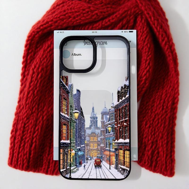 Merry Christmas Winter Street Snow Scene Winter Phone Case for Iphone 17 Air 16 Pro Max 15 14 13 Pro Plus 13 12 Mini 7 8 Covers