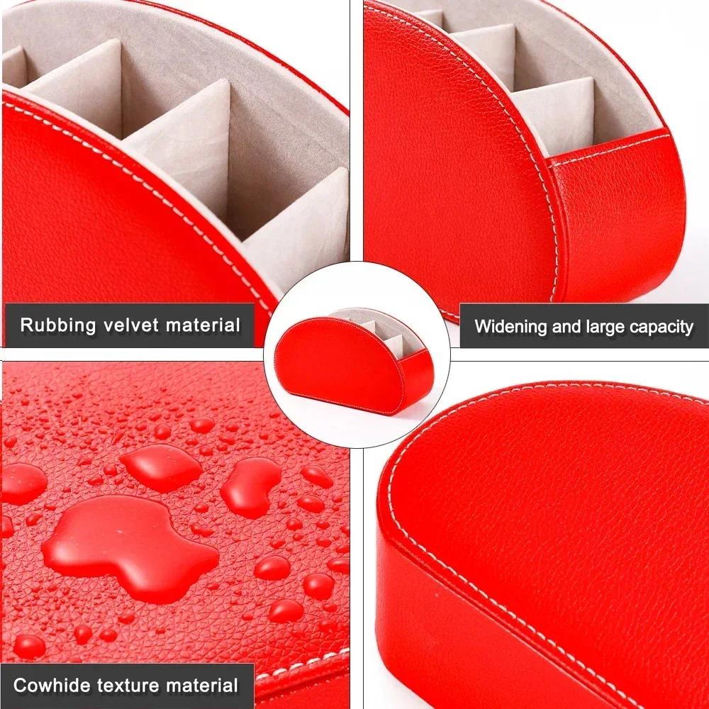 1PC Multifunctional 5 Grid Desktop PU Leather Organizer Remote Control Storage Box Cosmetics Makeup Brush Holder Sundries Stand