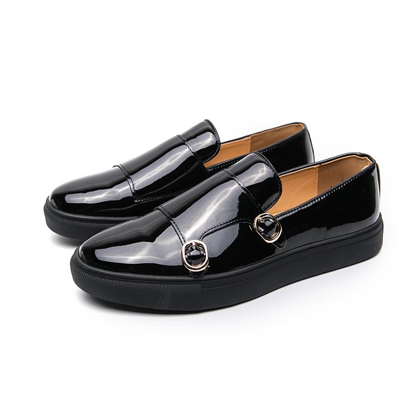Casual patent leather men's loafers New trendy design style Leisure Outdoor Party Office driving Classic Black Adult flat shoes