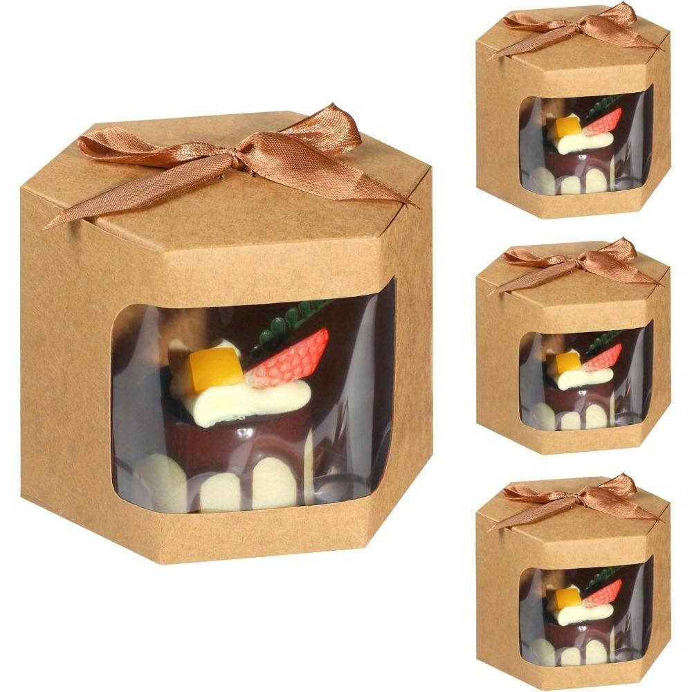 50pcs Gift Box with Display Window Hexagonal Paper Box with Lid Suitable for Gifts Handicrafts Cakes Candy Boxes Wedding Parties Birthday Gift Boxes