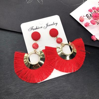 Atmospheric Retro Fan-shaped Fringed Stud Earrings, Metal Personality Exaggerated Trendy Girl Versatile Temperament Earrings and Ear Jewelry
