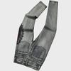 Men's Trendy Elastic Slim Fit Ripped Embroidered Jeans for Spring and Autumn High-Street Style