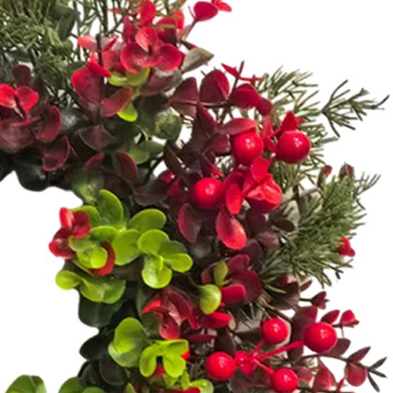 Christmas Wreath for Front Door Artificial Pine And Red Berry Greenery