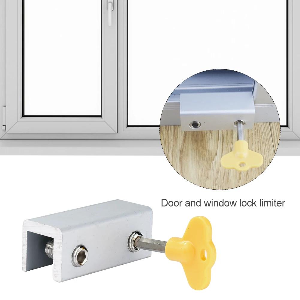 Door Window Lock Restrictor with Key Garage Door Frame Lock Adjustable Portable Security Multi-function for Bedroom and Office