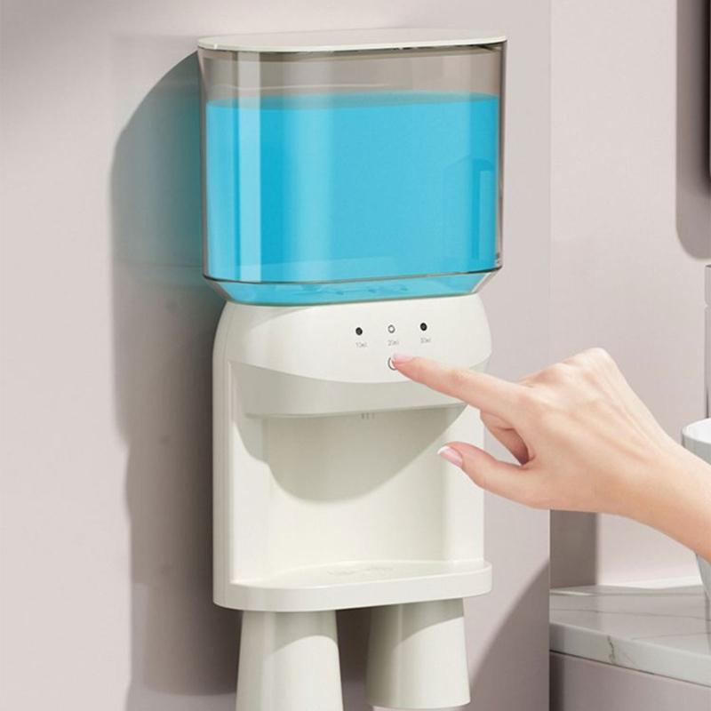 Automatic Mouthwash Dispenser Electric Mouth Rinsing Machine, Wall Hanging 1200mAh Includes Magnetic Cup Holders