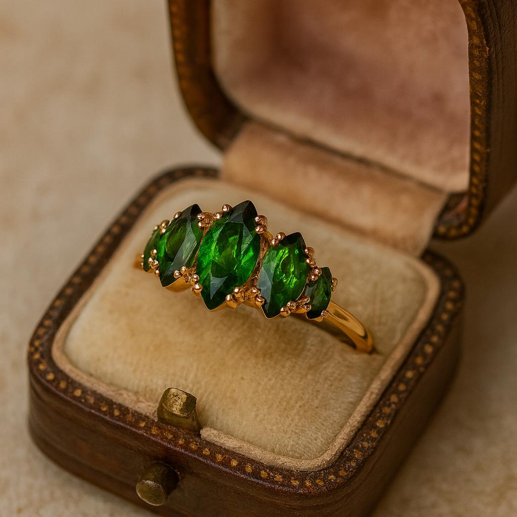 Wedding Engagement Anniversary Promise Gift – Dark Green Tourmaline Eternity Band, Marquise Cut October Birthstone Luxury Ring for Women