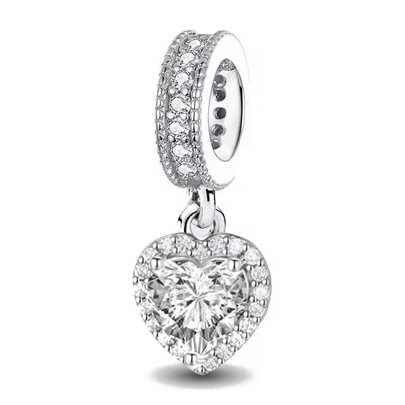 New Copper Shining Colorful Zircon Love Bow Fitting Charm Pendant Fit For Original Bracelet Diy Girls' Jewelry Love Gift