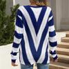 Damenmode V-Ausschnitt Lochmusterpullover Damen Gestreifte Stricktops