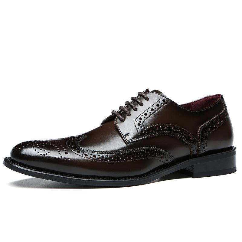 2025 Spring New Men's Leather Shoes Men's Leather Gentleman Brock Engraved Men's Leather Shoes Business Dress Shoes Wedding Shoes