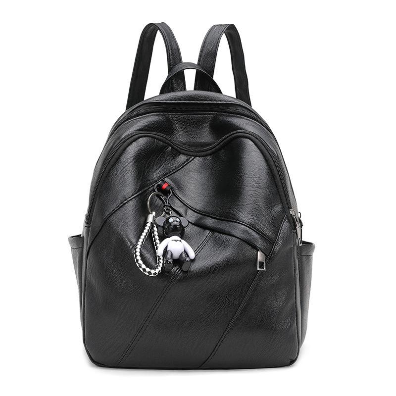 

Backpack for Women New Trendy Korean Version Versatile Fashion Soft Leather Small Backpack for Women Super Popular Female Student School Bag чорний