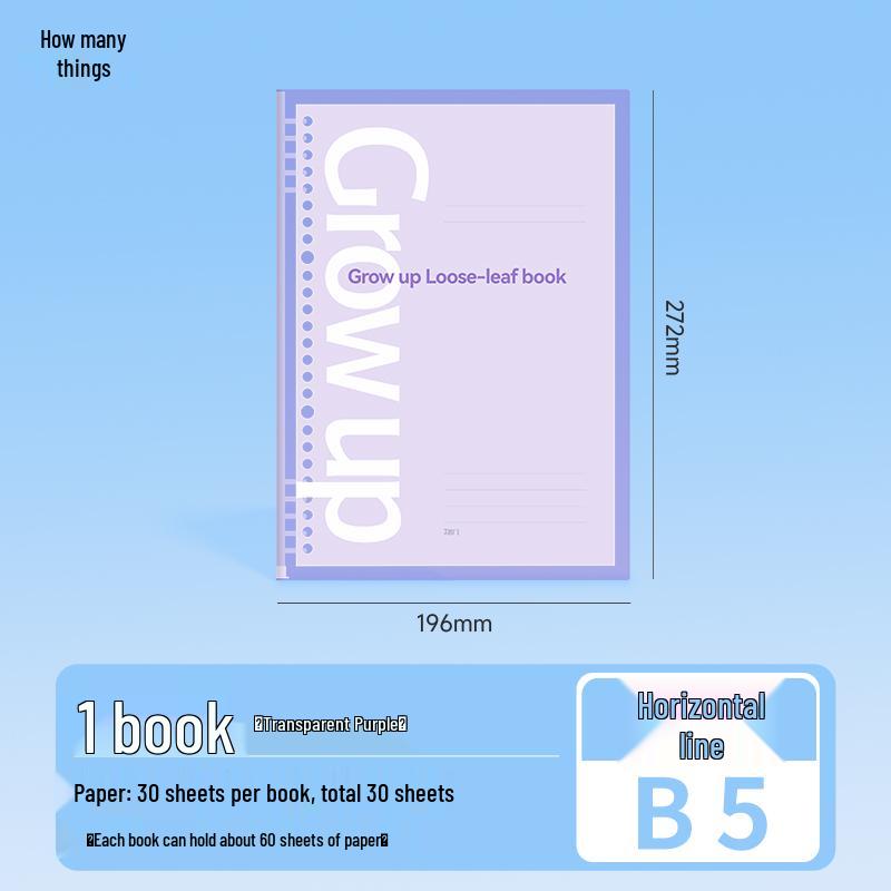 Comfortable Colorful Loose-Leaf Binder: B5/A4/A5, Detachable & Replaceable Pages, Ideal for College Students Studying for Exams