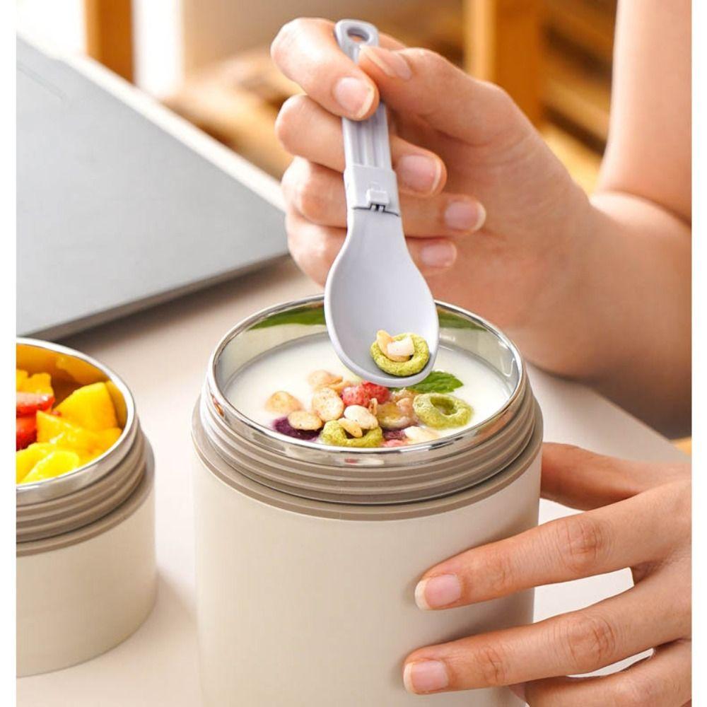 304 Stainless Steel Thermal Lunch Box Spoon with Lid Insulation Bucket Warmer Soup Cup  Students