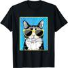 Tuxedo Kočka Portrét Pop Art Kočka se Slunečními Brýlemi Tričko
