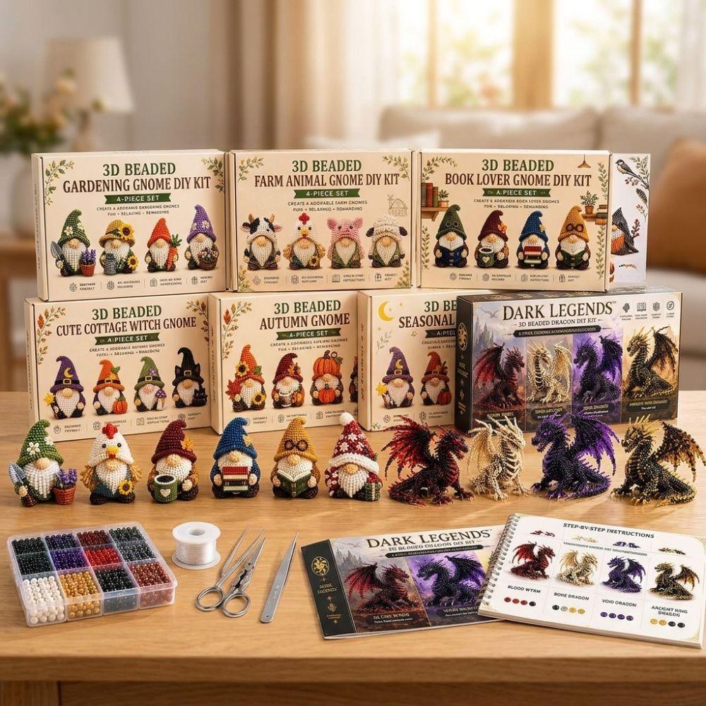 Gnome Handmade Bead Art Set Vibrant Tube Beads Animal Beaded Ornament School Project