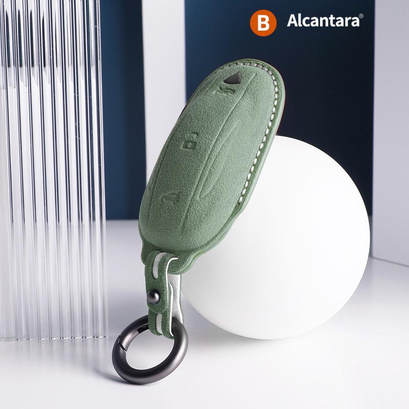 

Interior Mouldings Alcantara For Tesla Model 3 X S Y Car Key Case Auto Accessories Remote Keychain Suede Buttons Shell Protector