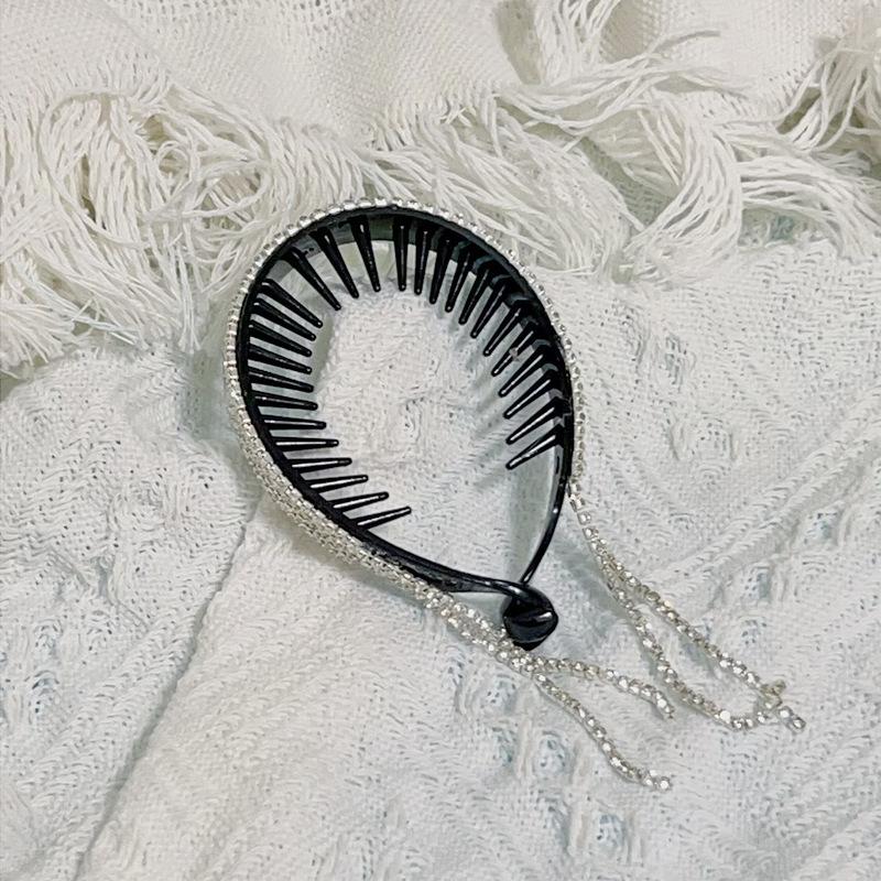 

Flash diamond tassel ball head disc hair artifact hair accessories ponytail buckle hair band back head grab clip femininity headgear headband серебряный