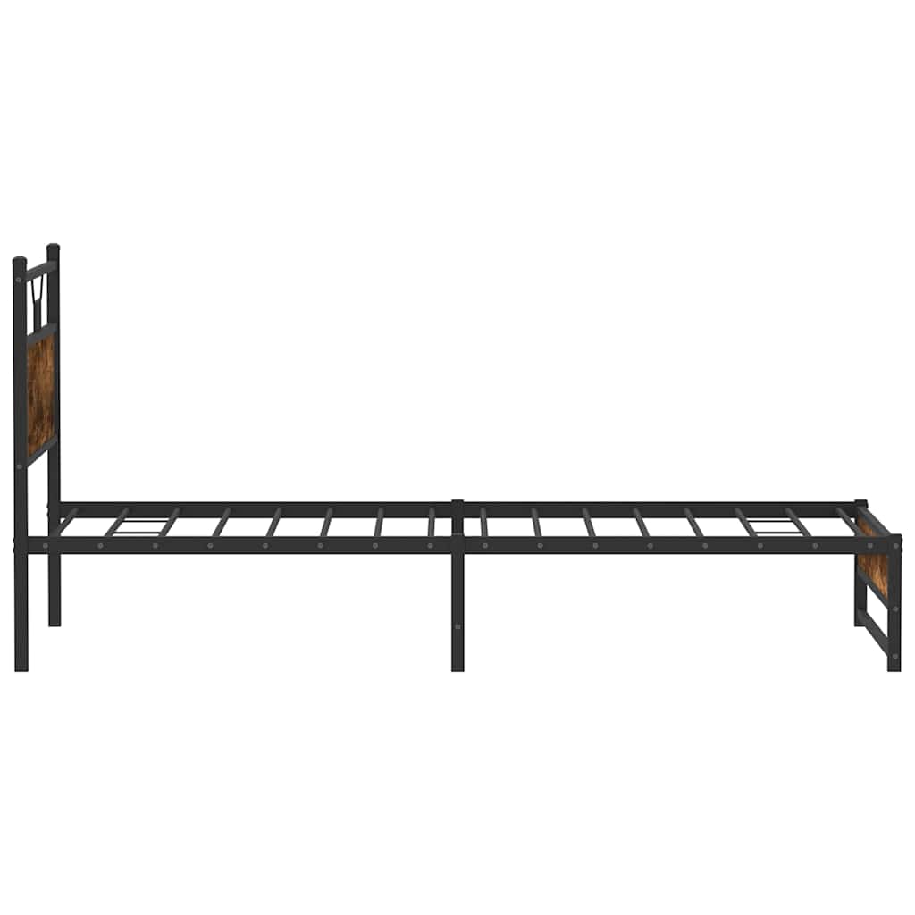 Bed Frame without Mattress Smoked Oak Finish 100x200 cm Wood Based Material
