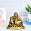 Buddha Idol – Feng Shui Figurine Laughing Buddha Sitting On Luck Money Coins | Golden Ingot for Good Luck & Happiness