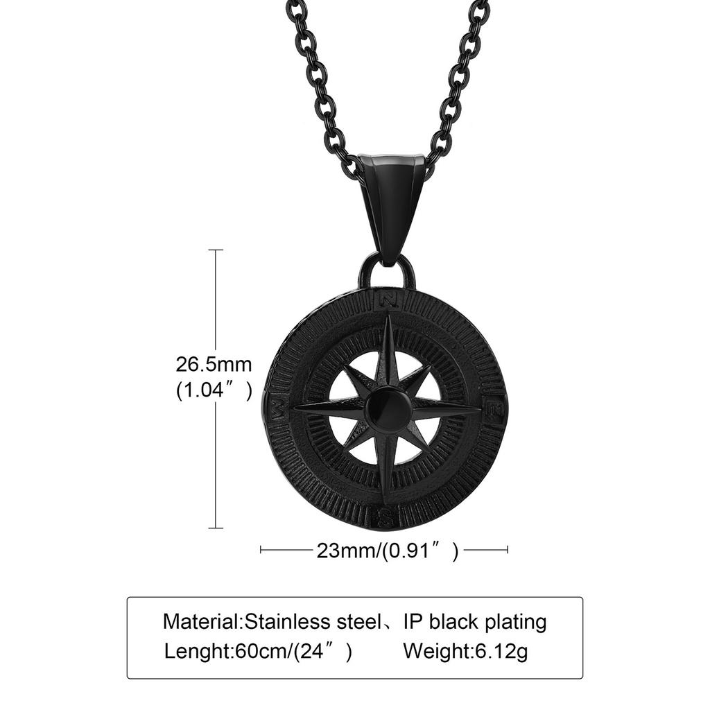 Vnox Vintage Compass Necklace for Men Stainless Steel Star Pendant Viking Sailing Jewelry Gift