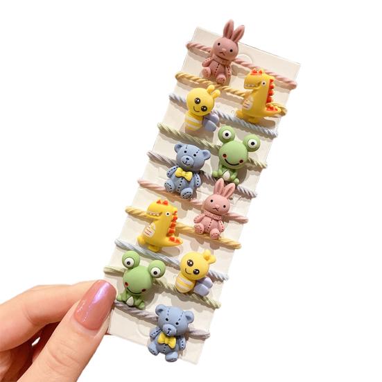 10Pcs/Sheet  Cartoon Fruit Animal Pattern Tight Hair Tie Hair Band Hair Accessories