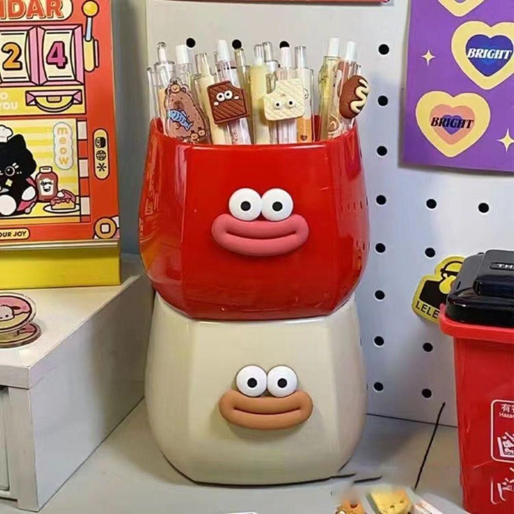Boîte de rangement de bureau pour étudiant durable Fille de dessin animé Pot à crayons simple Nouvelles boîtes de rangement en plastique