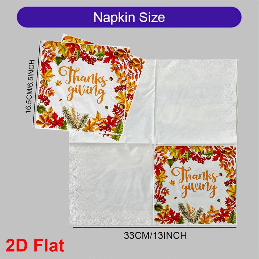 20pcs Disposable Napkins with Pumpkin, Turkey Pattern Print for Wedding,Parties,and Daily Use for Thanksgiving Fall Christmas Table Decoration