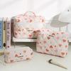 Storage Organizer Cherry Printing Makeup Bag Quilted Cosmetic Pouch Large Travel Cosmetic Bag Cute Cotton Makeup Pouch