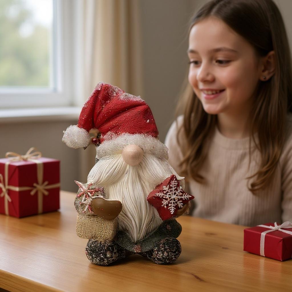 Vánoční produkt Nadávající Červený klobouk Dlouhé bílé vousy Vánoční dekorace Drží tašku se sněhovou vločkou Panenka bez obličeje Sváteční stůl