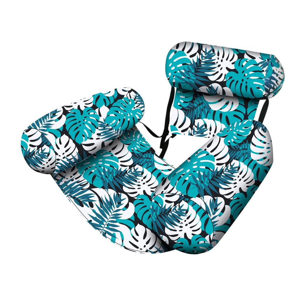 Three-Tube Maple Leaf Inflatable Pool Float with Hammock Seat and Foldable Backrest.