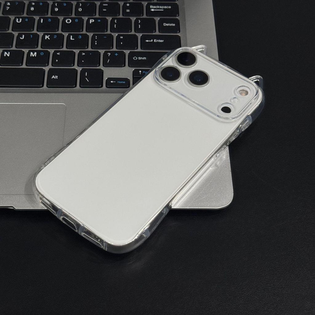 Clear Cat Ear Phone Case for Apple 17AIR/17PROMAX/16/13/11, Soft Cover with Full Protection