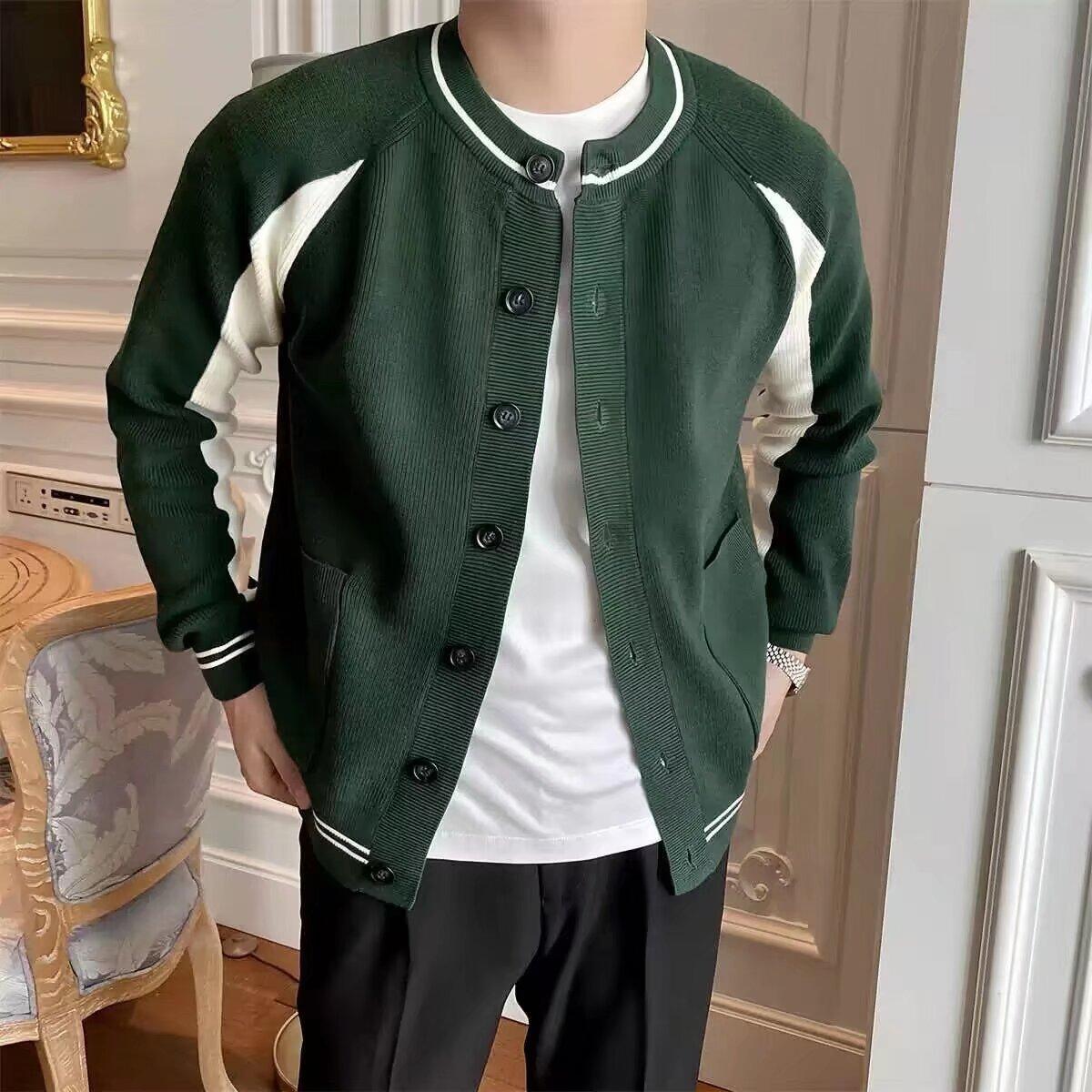 

Весна 2024 мужской свитер пэчворк разных цветов приятная для кожи ткань модный универсальный топ повседневная рубашка с длинными рукавами 3XL зелёный