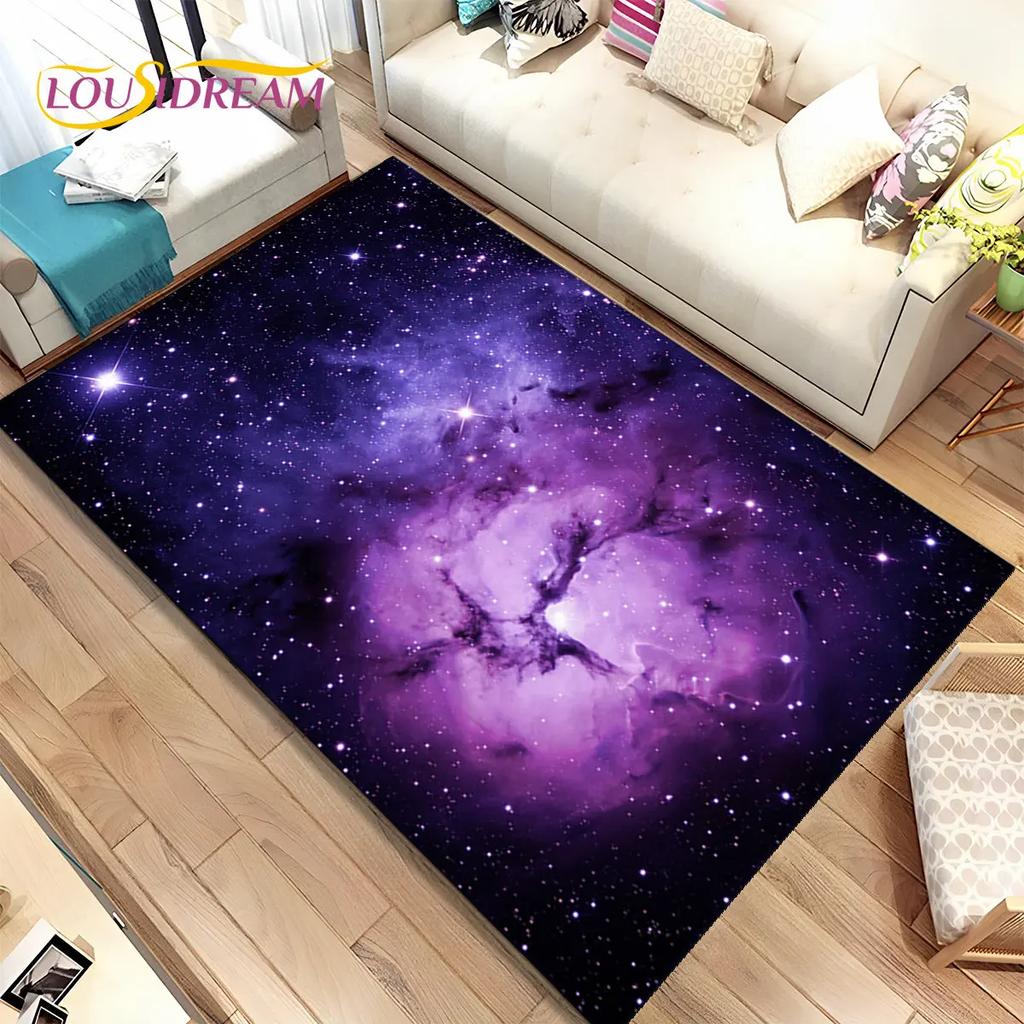 Galaxy Universe Space Stars Area Rug,Carpet Rug for Home Living Room Bedroom Sofa Doormat Decor,Kids play Non-slip Floor Mat HD