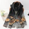 Four Season Silk Wool Scarf Women Hijab Pashmina Shawls Wrap Bandana Blanket Floral Pashmina Embroidery Scarves Foulard Femme