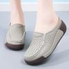 Ladies Platform Loafers Casual Elegant Leather Sandals Clog Slippers Backless Mules Women Thick Sole Height Increase Shake Shoe