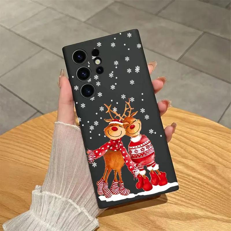 Чехол на Рождество Снеговик Санта-Клаус для Samsung Galaxy S24 Ultra S23 FE S22 S20 Plus A15 A35 A50 A51 A54 A55 A71 A72 A73 A15 4G