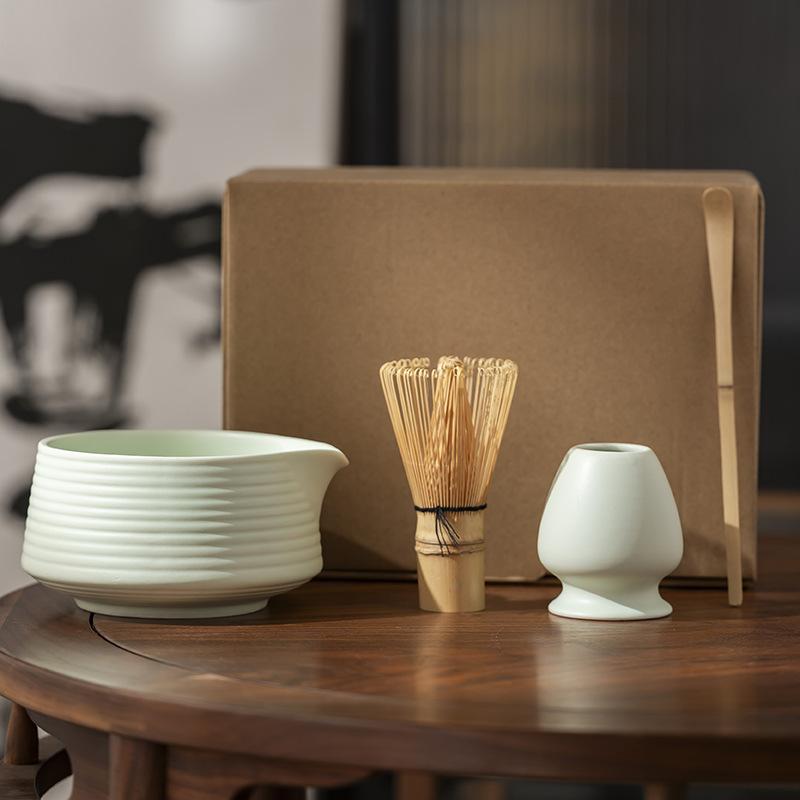 4Pcs/Set Japanese Matcha Tea Set Bamboo Matcha Whisk Scoop and Holder Matcha Bowl Tea Maker Tool Set Ceremony Accessories New