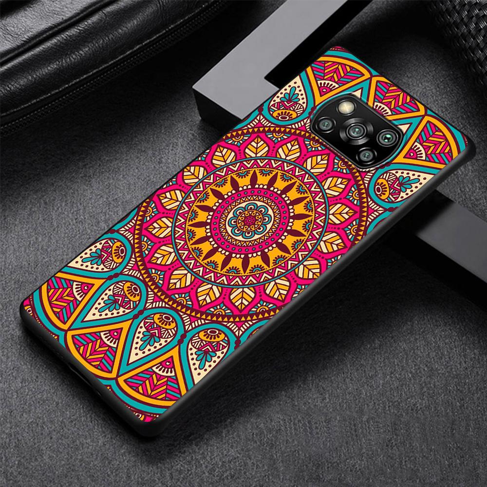 Blue Totem Flower Mandala Case for Xiaomi Poco X5 X3 NFC X4 Pro 5G F4 GT M5 M5s F3 Pocophone F1 Black Soft Phone Cover Mi 13 12T