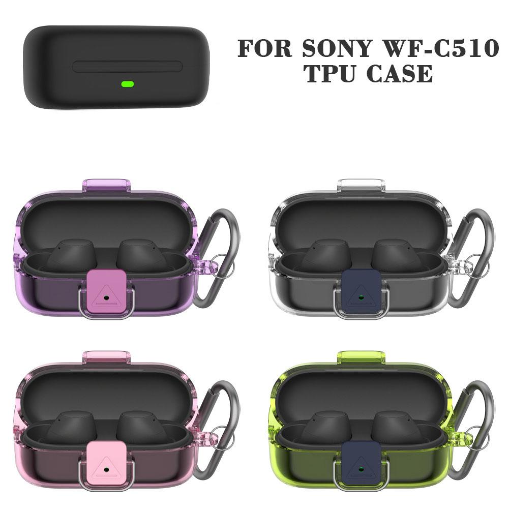 For Sony WF-C510 Earphone Protective Case Wireless Bluetooth Headset Silicone TPU Case Cover With Hook Accessories