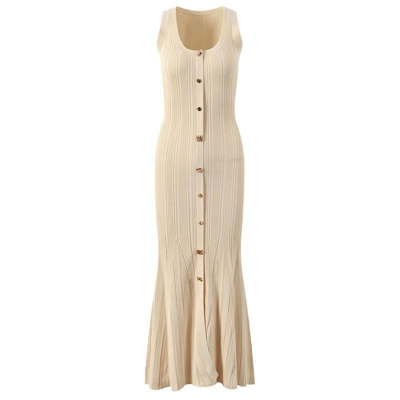 Elegantní francouzské pletené džínové svetrové šaty s krátkým rukávem