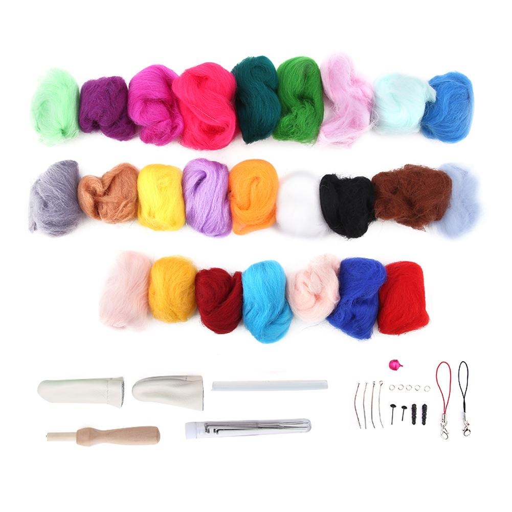 25 Colors Wool Roving Needle Felting Wool Kit for DIY Crafts Felting Beginners