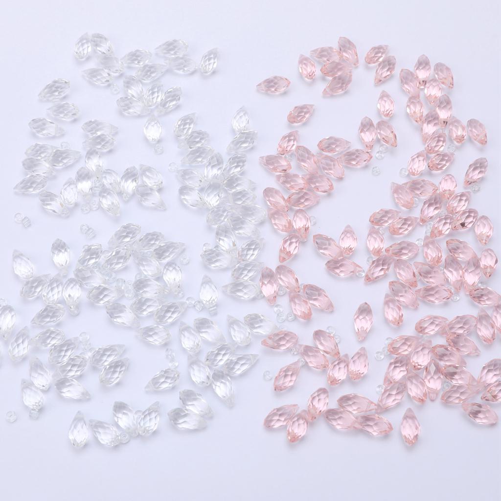 100x Crystal Glass Faceted Beads Charm Pendants Drilled DIY Craft Clear