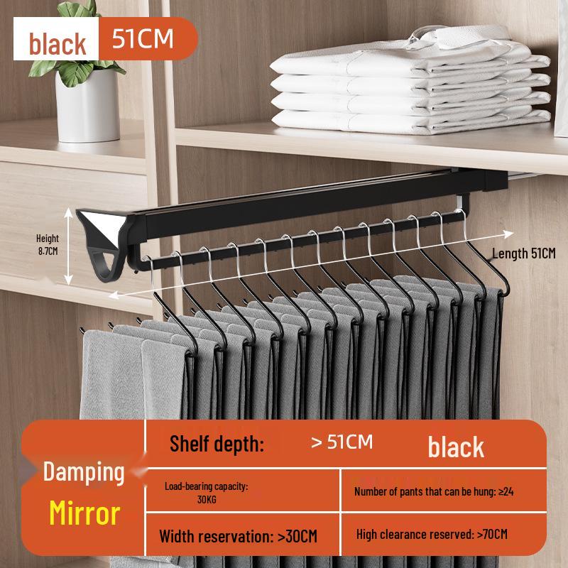 Telescopic Wardrobe Pants Rack with Buffer Drawer Slide & Hanging Rod