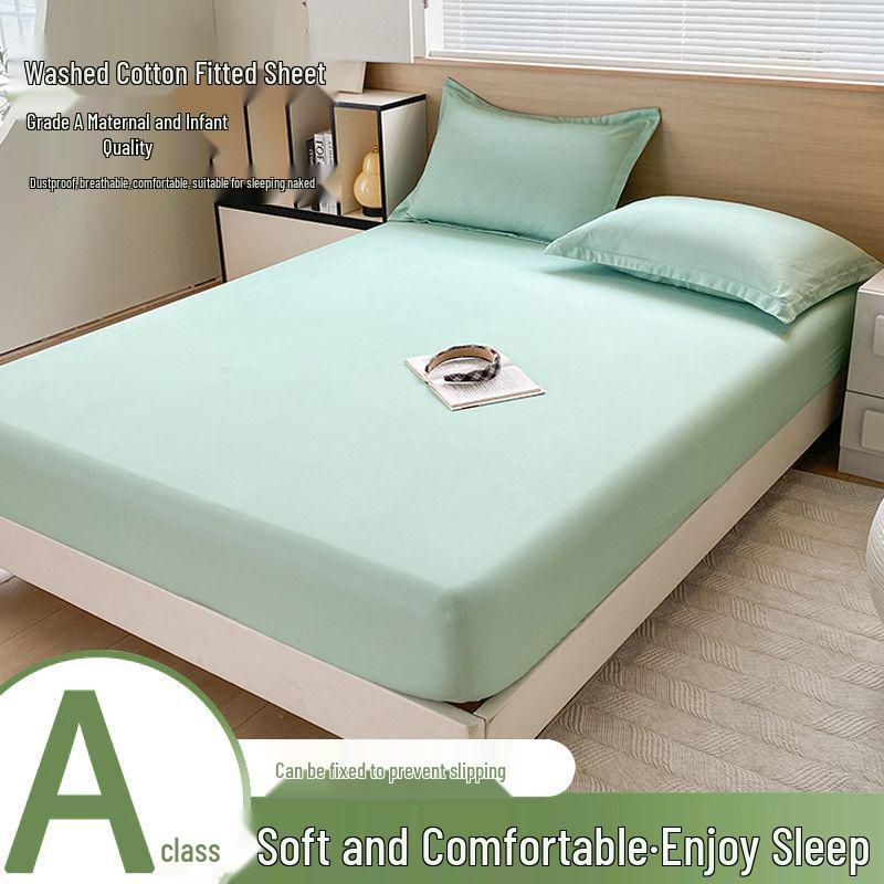 Nanjiren Washed Cotton Non-Slip Fitted Bedspread & Mattress Protector