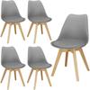 Chaise scandinave - SPRINGOS - SPRINGOS 4pcs - Lot de 4 - Assise rembourrée - Gris - Charge 125 kg
